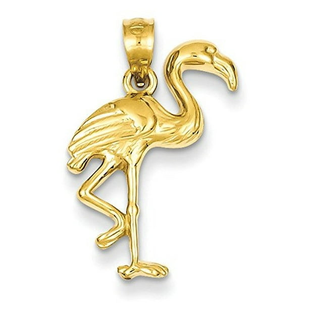 31mm Silver Yellow Plated Flamingo Charm 